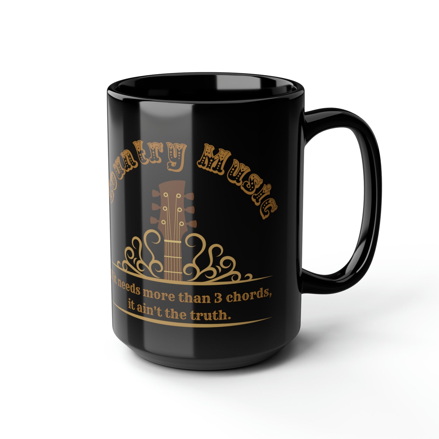 COUNTRY MUSIC BLACK MUG, 15oz