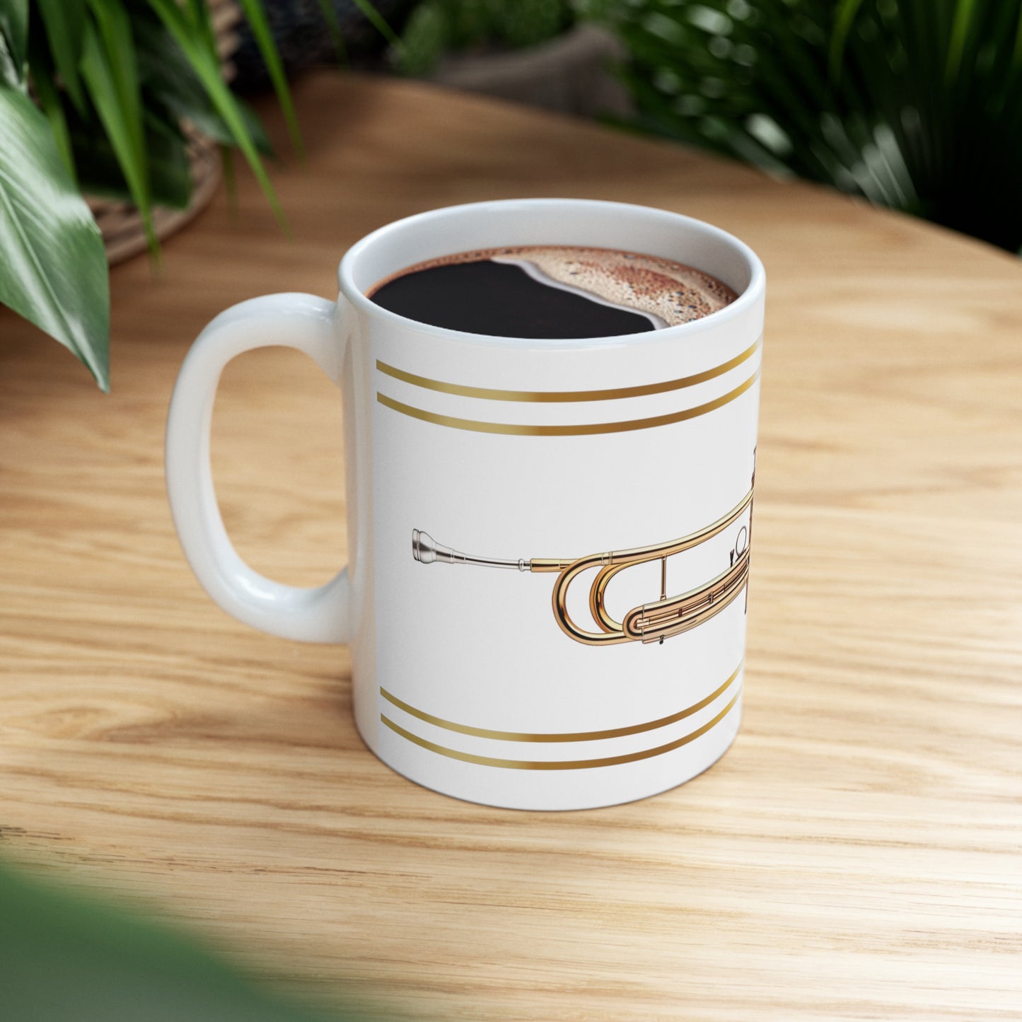 BRASS TRUMPET CERAMIC MUG, 11oz