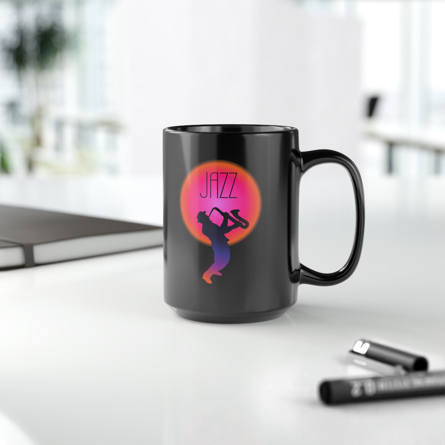 HOT JAZZ BLACK MUG, 15oz