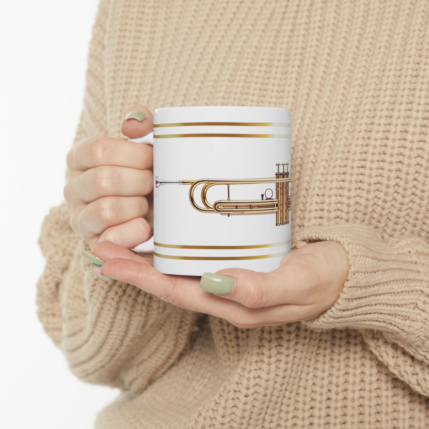 BRASS TRUMPET CERAMIC MUG, 11oz