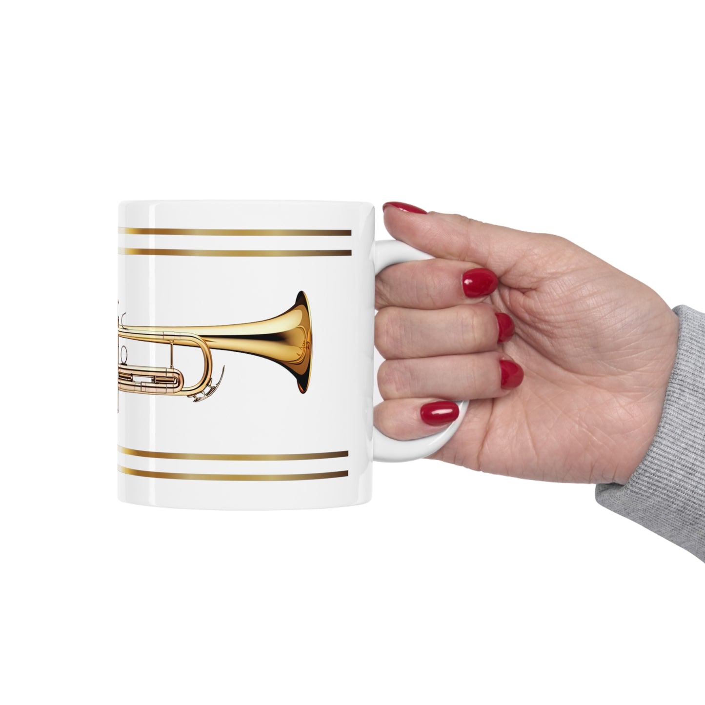 BRASS TRUMPET CERAMIC MUG, 11oz