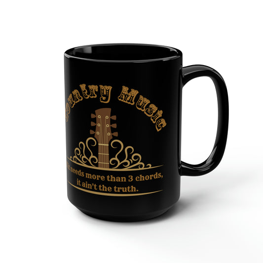 COUNTRY MUSIC BLACK MUG, 15oz