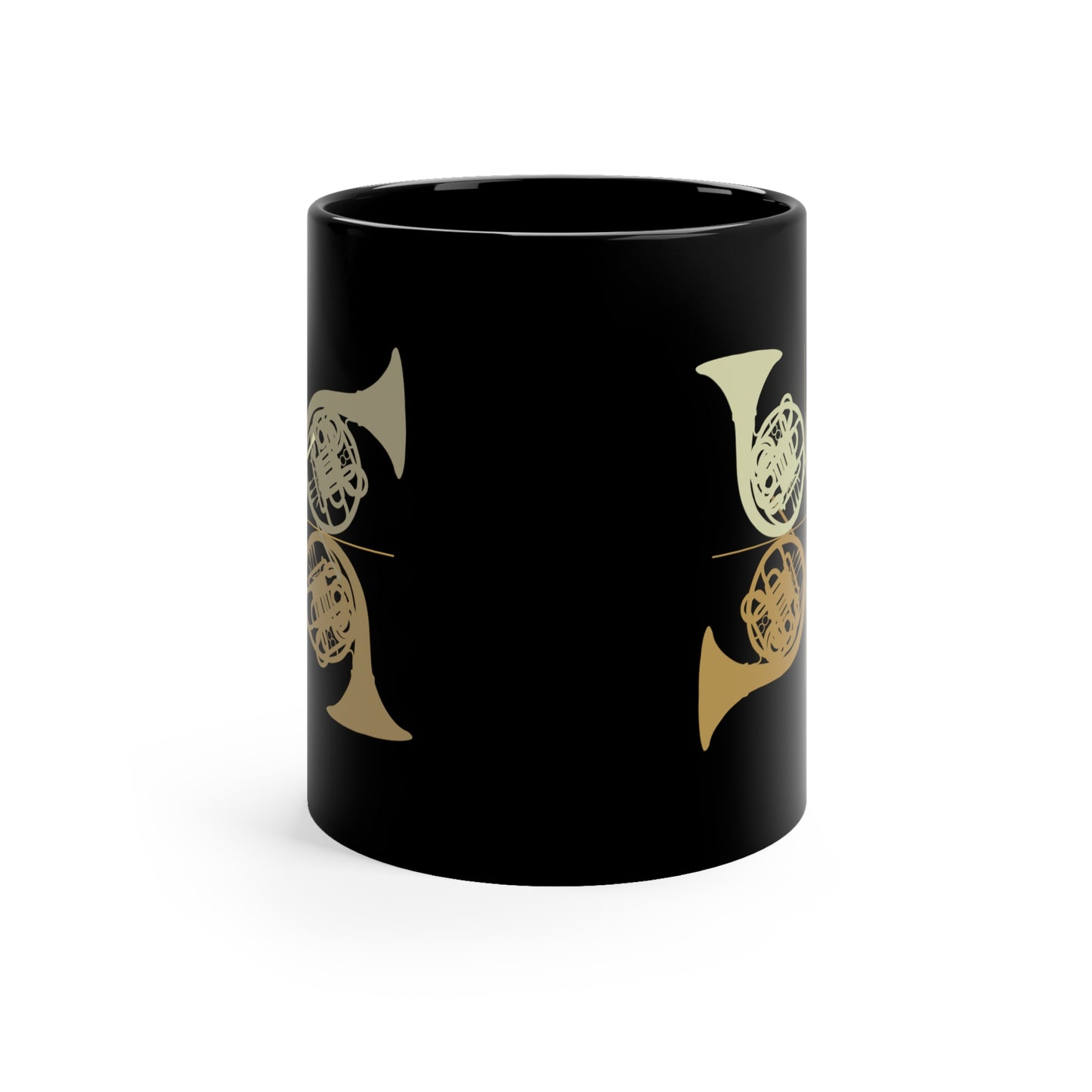 HORN QUARTET IN THE KEY OF TAN - BLACK MUG, 11oz