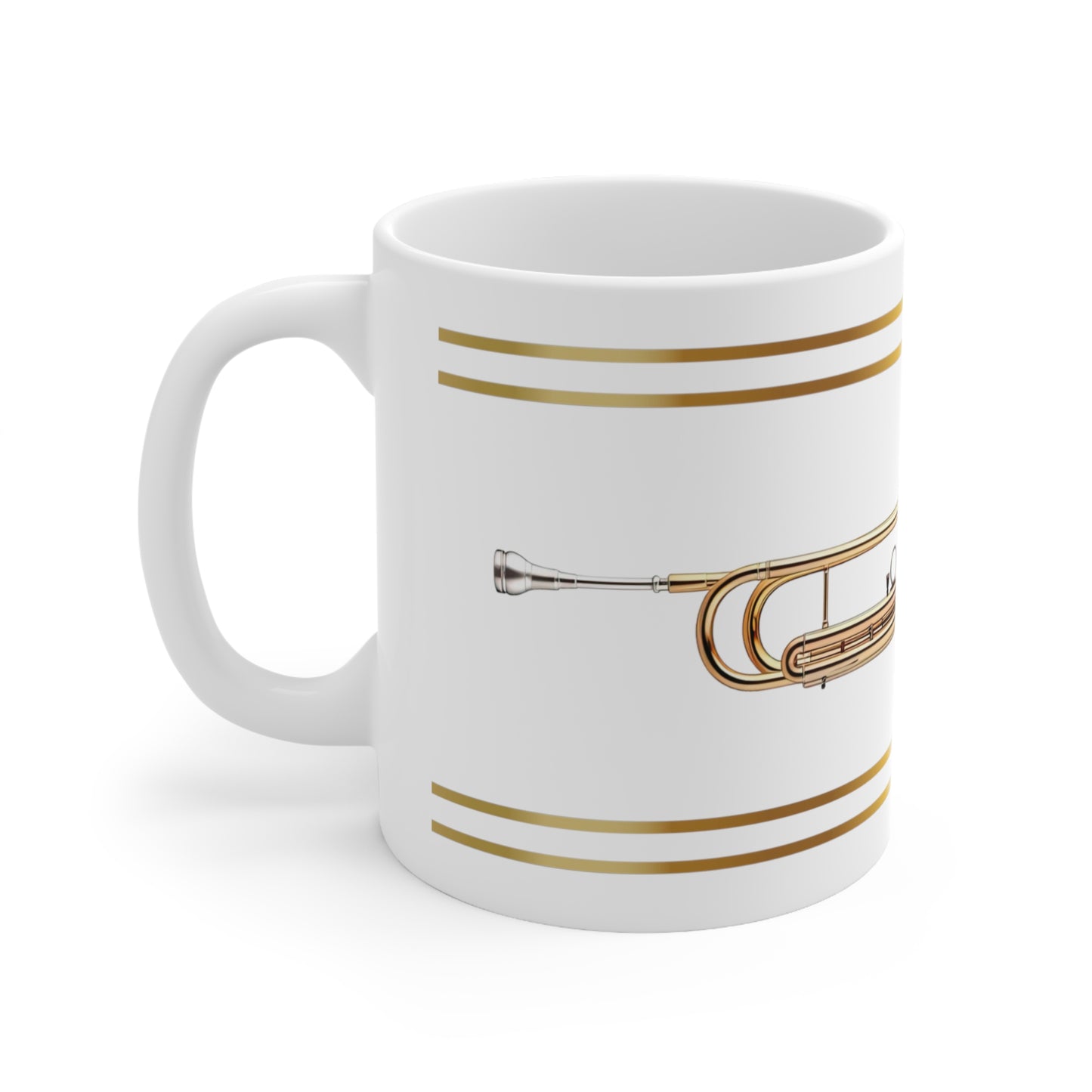 BRASS TRUMPET CERAMIC MUG, 11oz