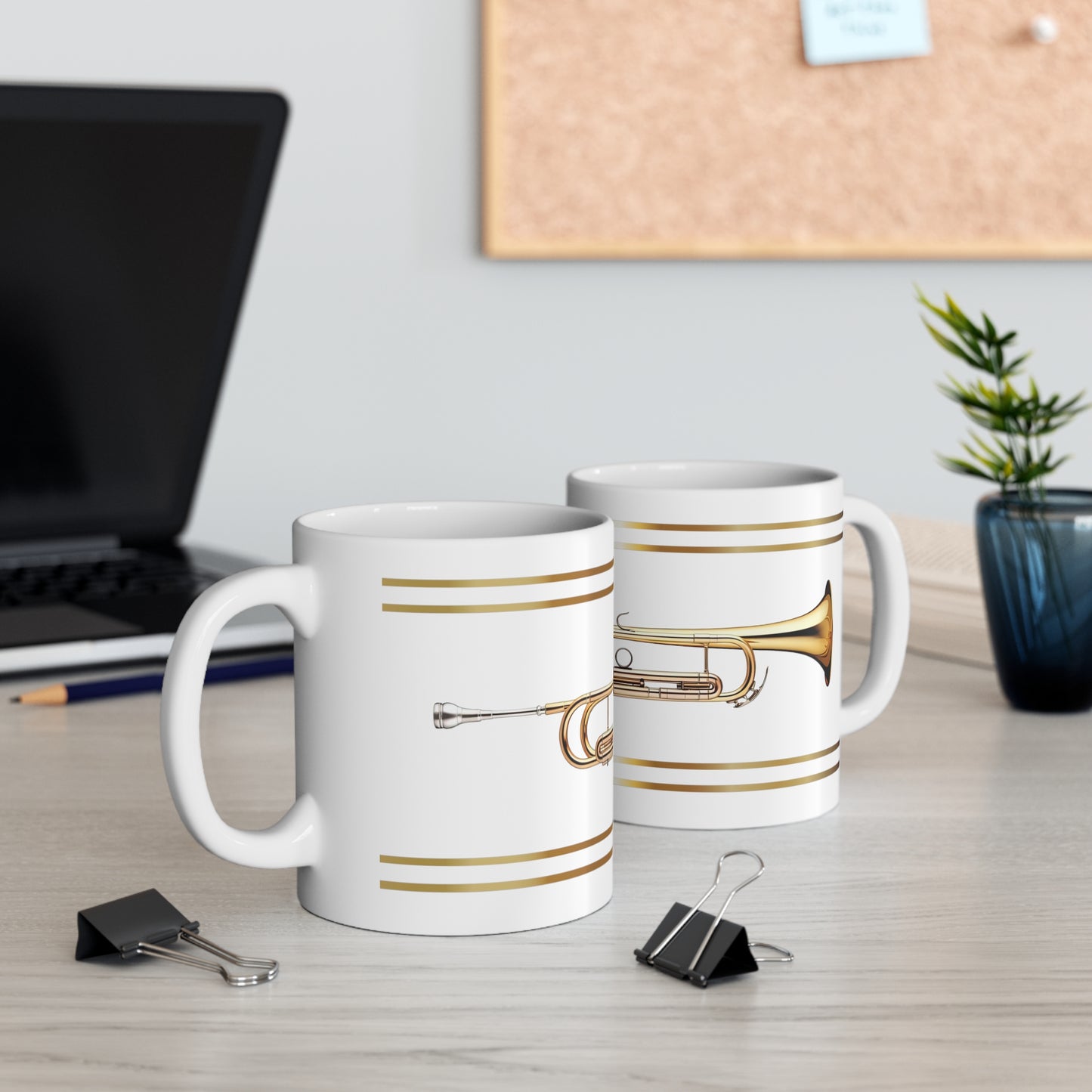 BRASS TRUMPET CERAMIC MUG, 11oz