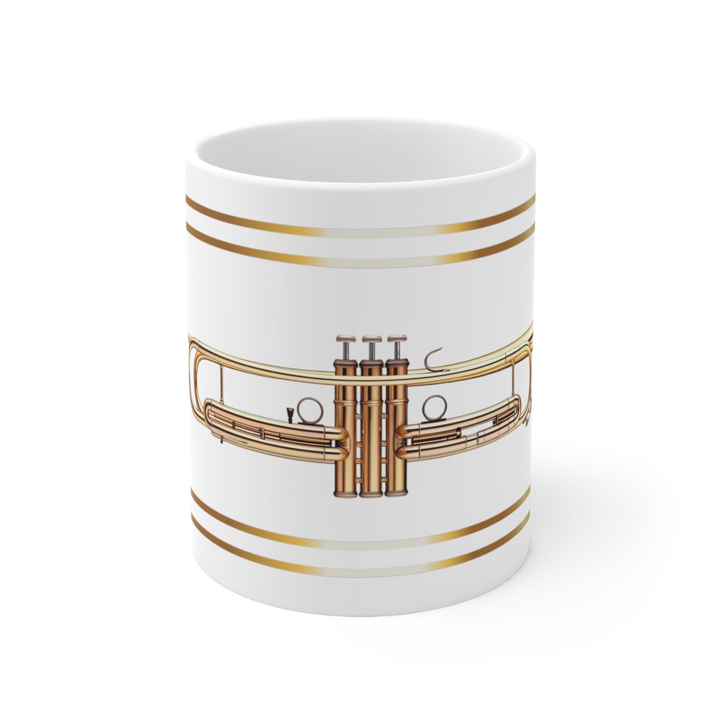 BRASS TRUMPET CERAMIC MUG, 11oz