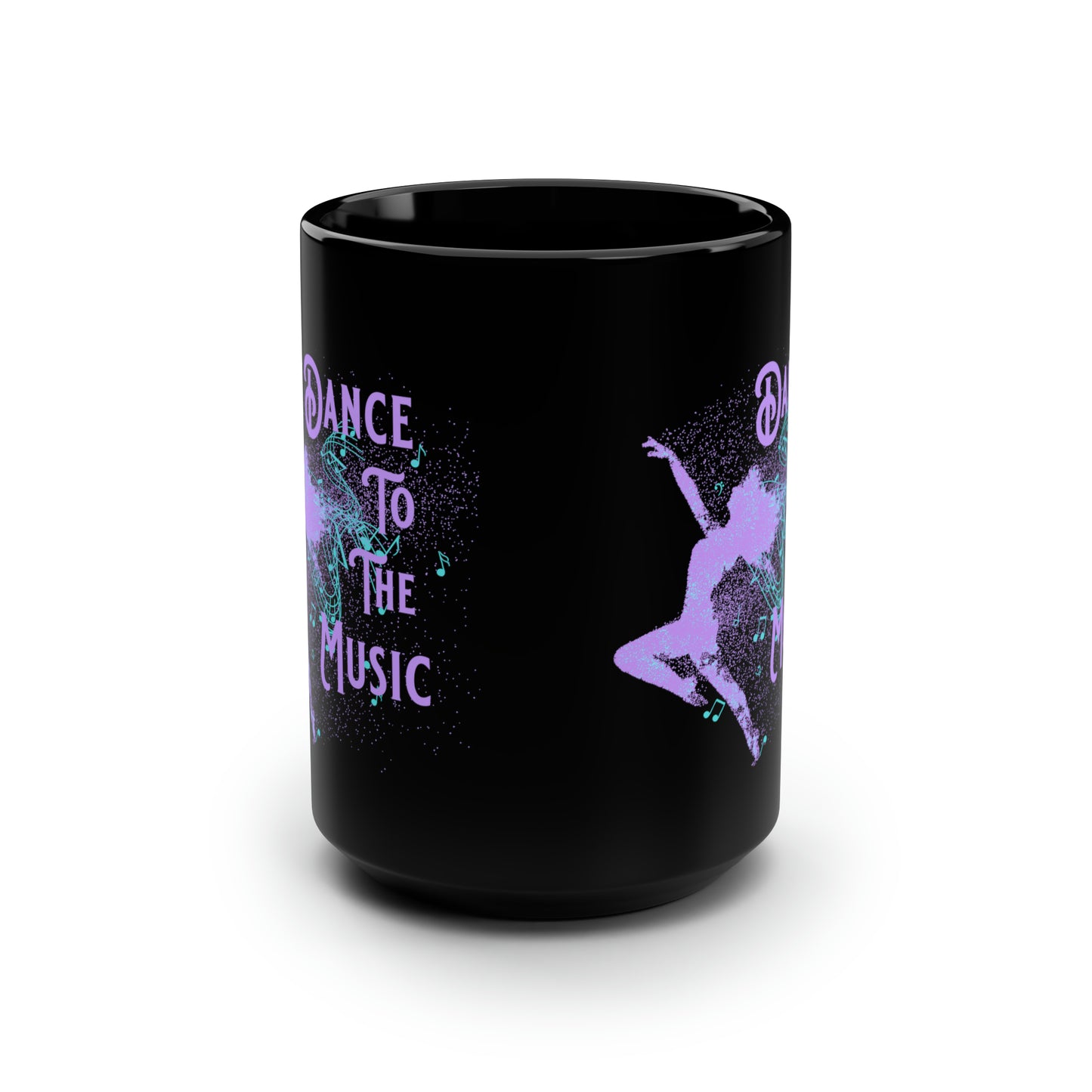 DANCE TO THE MUSIC (LAVENDER) Black Mug, 15oz