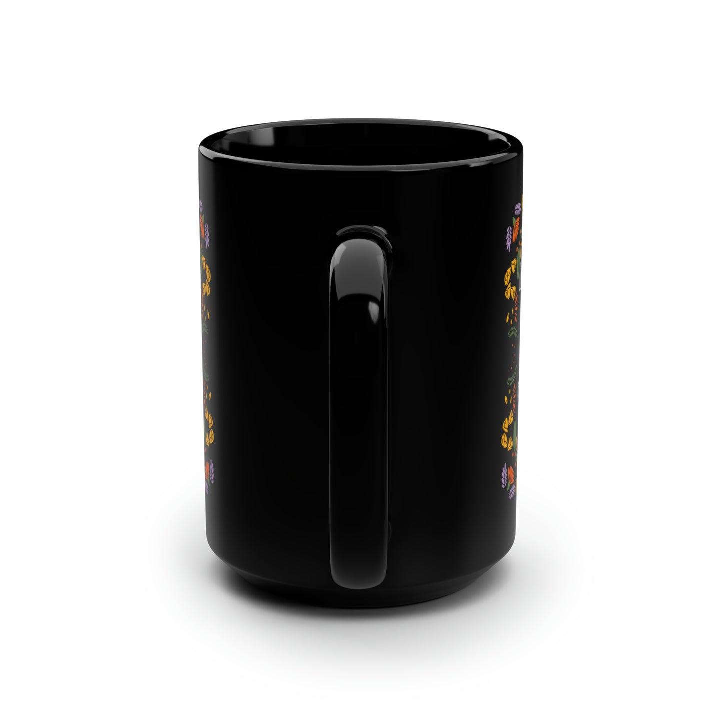 LIVE EACH DAY WITH A SMILE AND A SONG BLACK MUG, 15oz