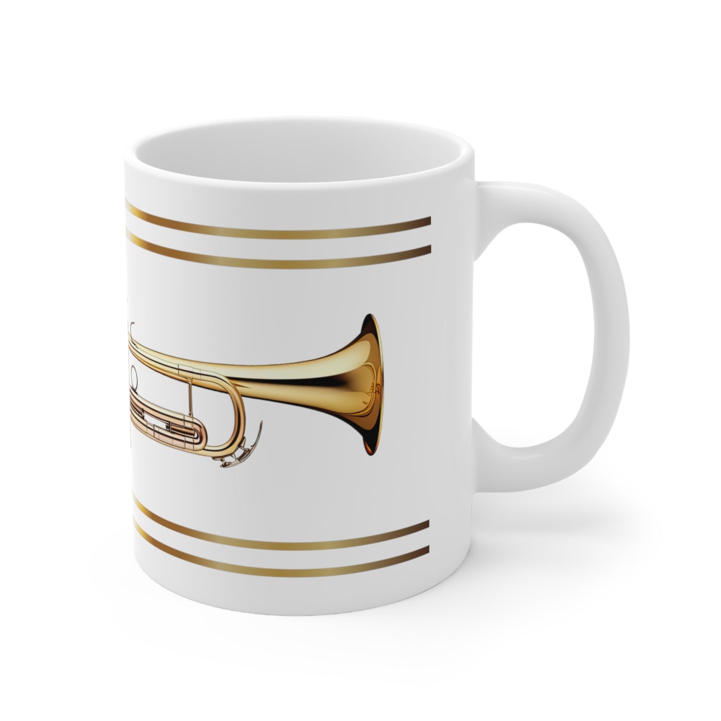 BRASS TRUMPET CERAMIC MUG, 11oz