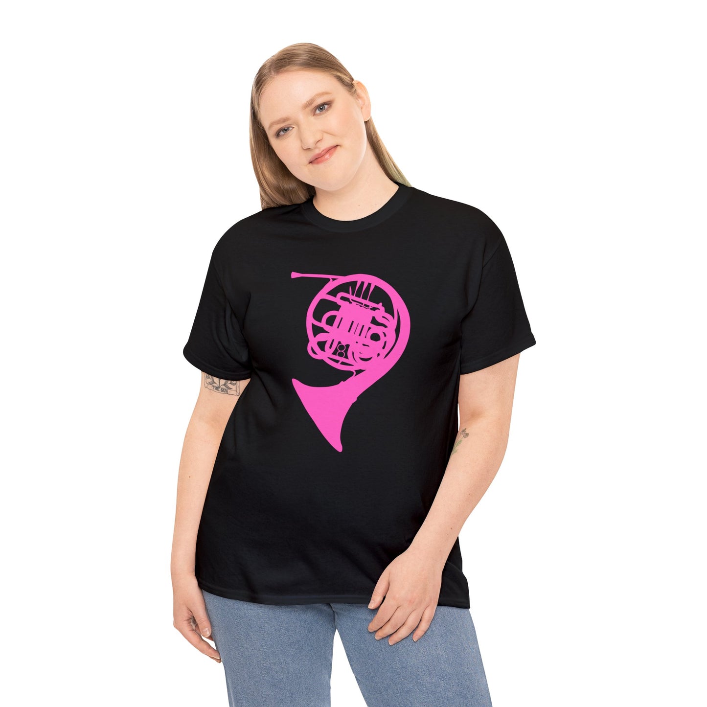 HOT PINK FRENCH HORN TEE SHIRT