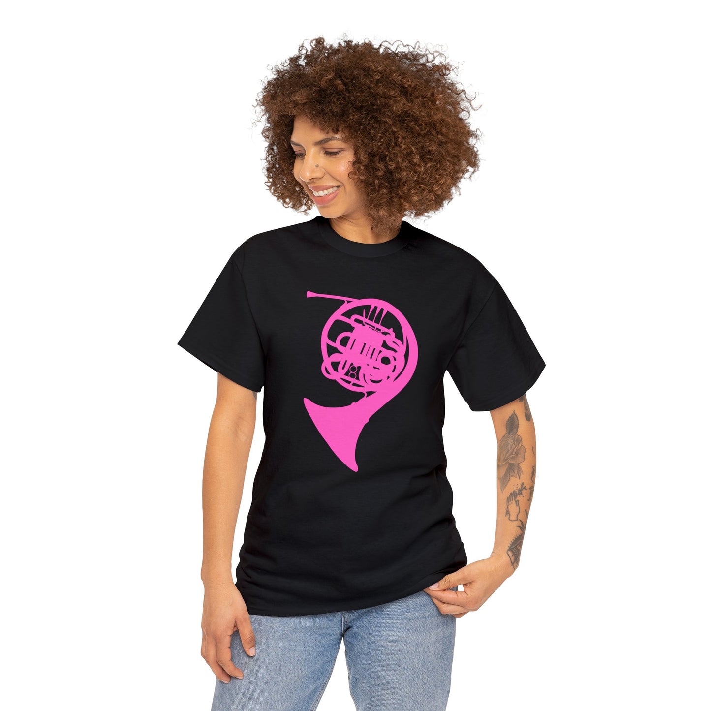 HOT PINK FRENCH HORN TEE SHIRT