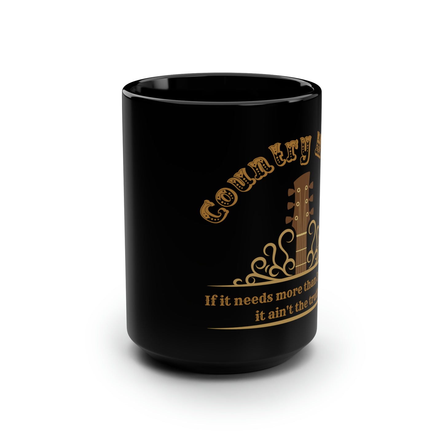 COUNTRY MUSIC BLACK MUG, 15oz