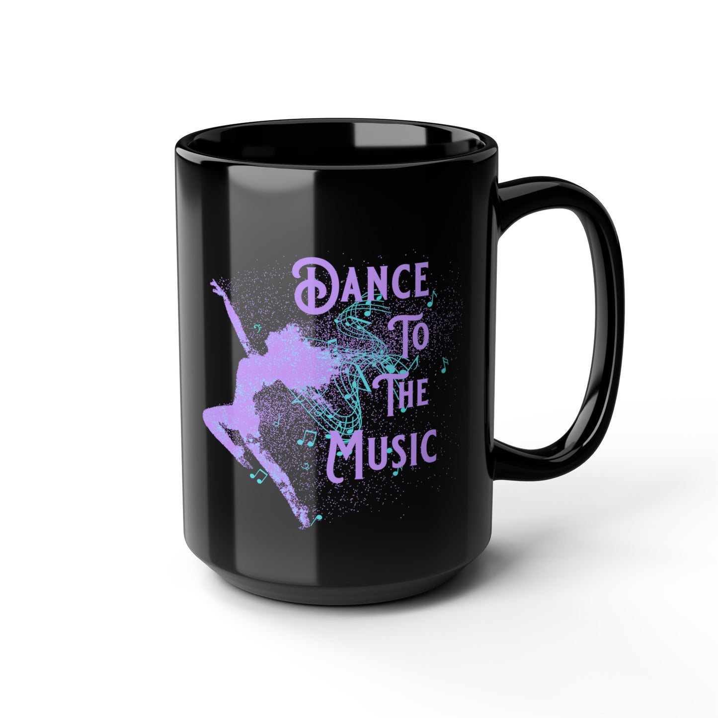 DANCE TO THE MUSIC (LAVENDER) Black Mug, 15oz