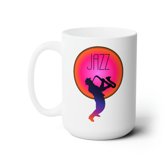 HOT JAZZ WHITE CERAMIC MUG, 15oz