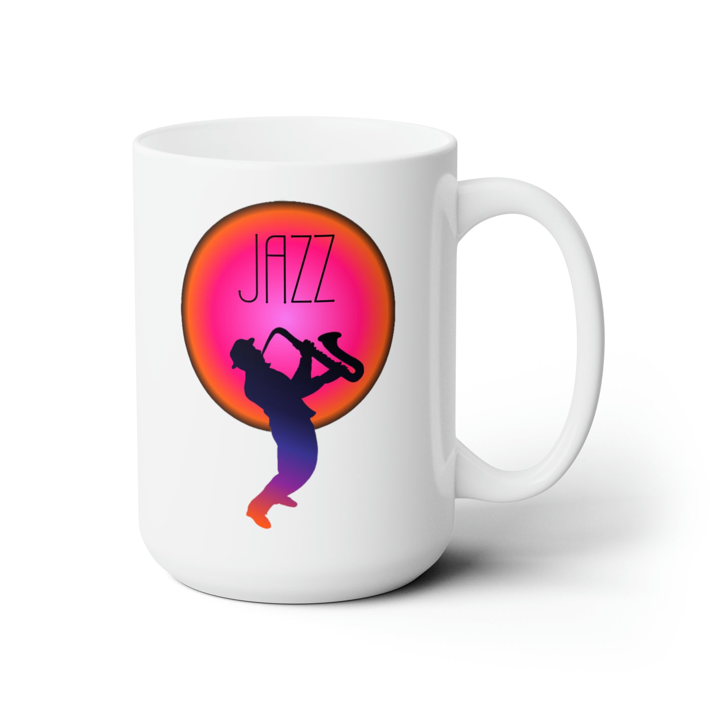 HOT JAZZ WHITE CERAMIC MUG, 15oz