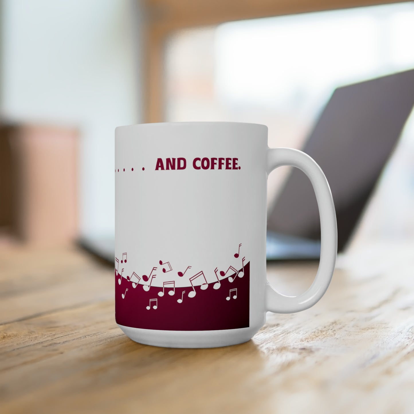 MUSIC AND COFFEE CERAMIC MUG 15oz