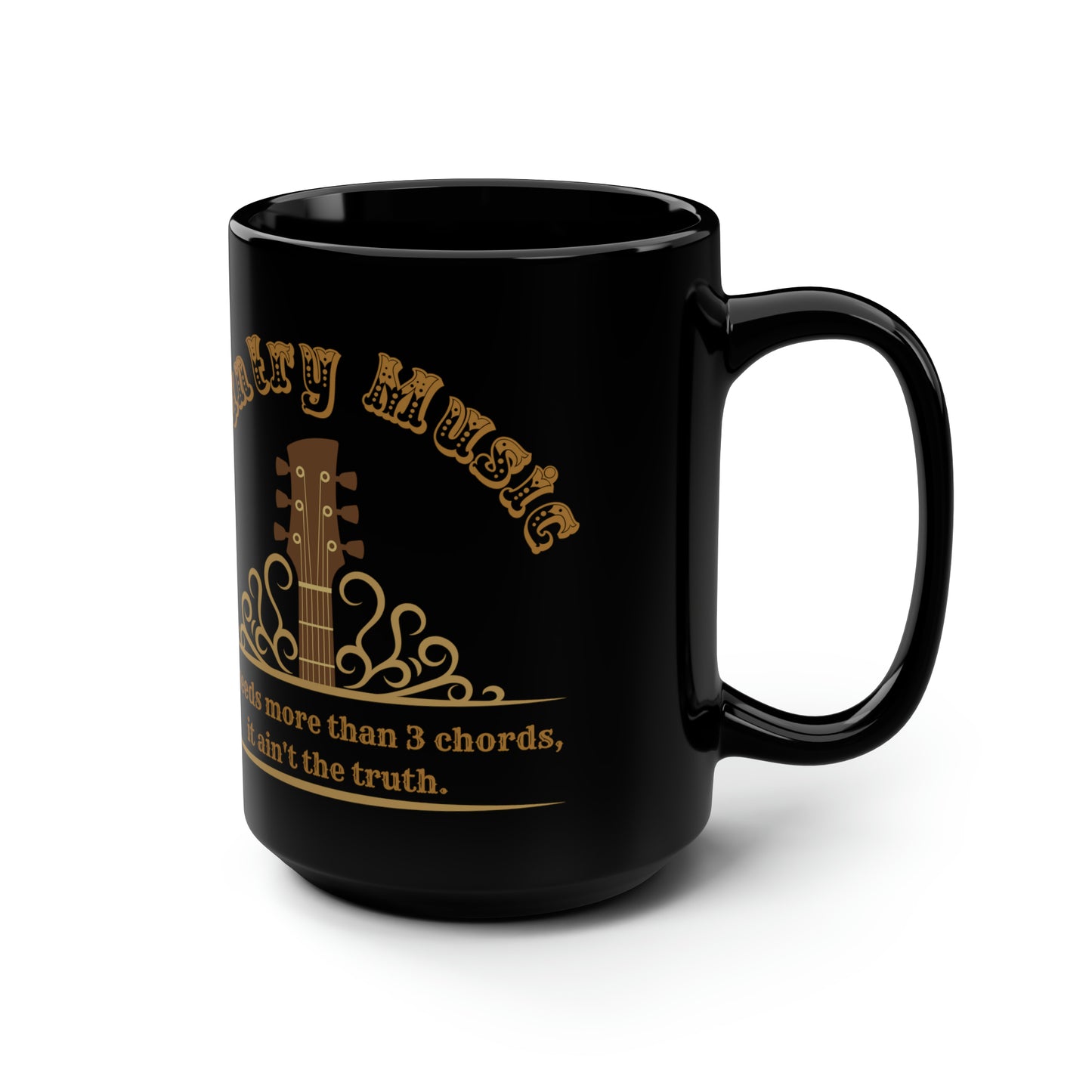 COUNTRY MUSIC BLACK MUG, 15oz