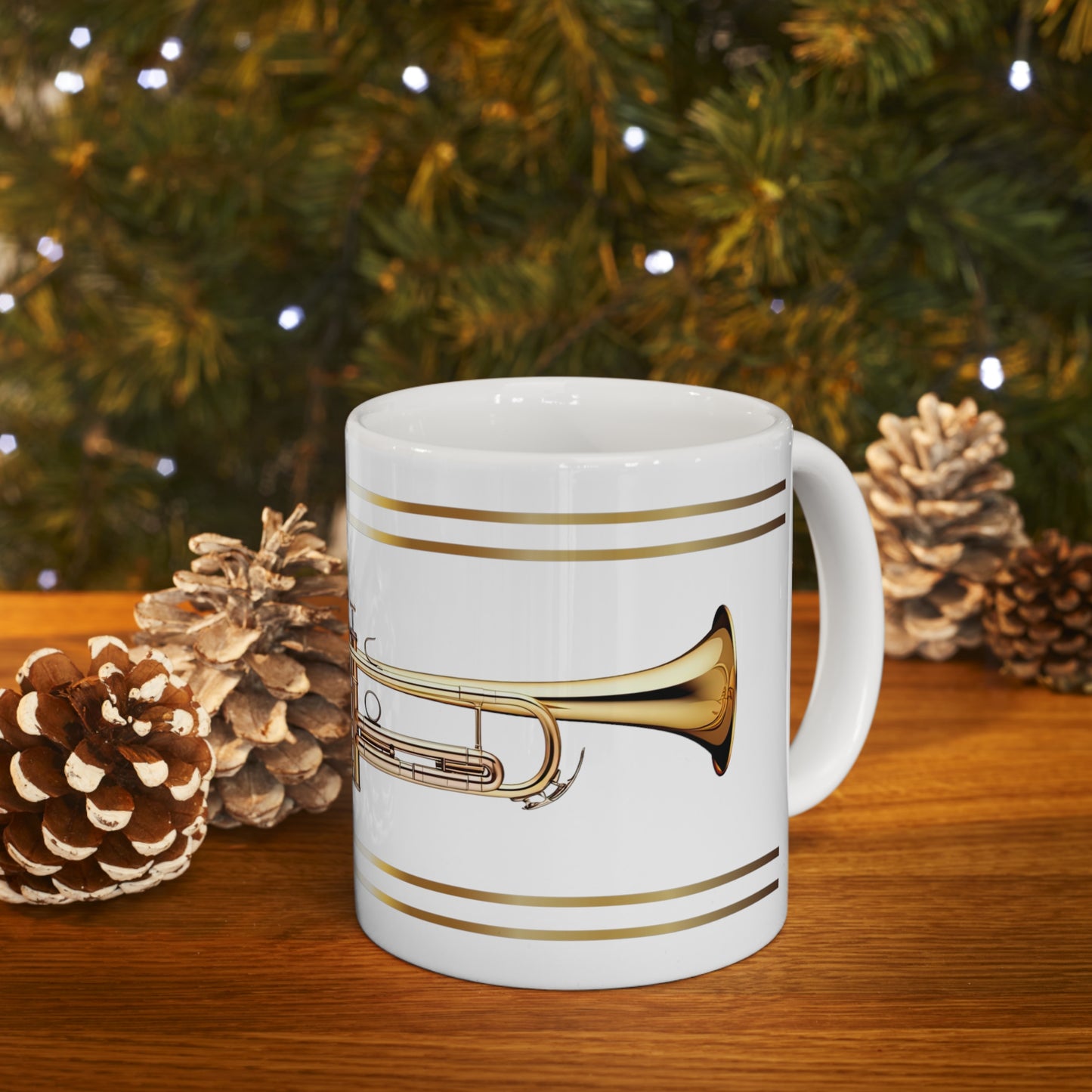 BRASS TRUMPET CERAMIC MUG, 11oz